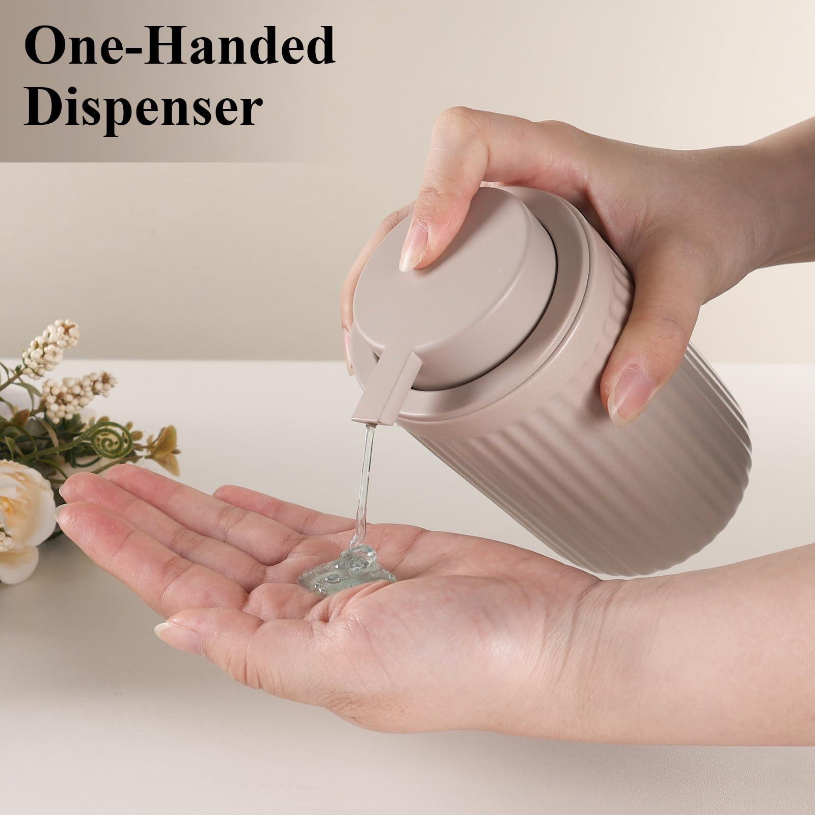 Bosilunlife Dish Hand Soap Dispenser - Khaki Liquid Pump Soap Dispenser For Bathroom Decro 12Oz Ceramic Kitchen Dish Dispenser W